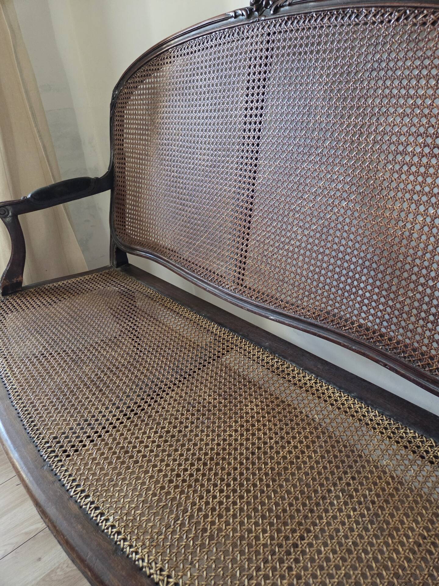Caned bench in Louis XV style