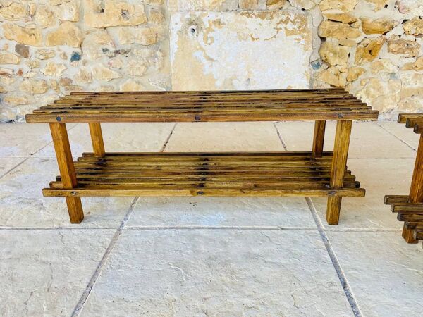 Paire de tables d'appoint vintage à 2 étagères