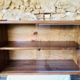 Vintage wall shelf with plexiglass sliding doors