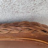 Curved rattan mirror 70s