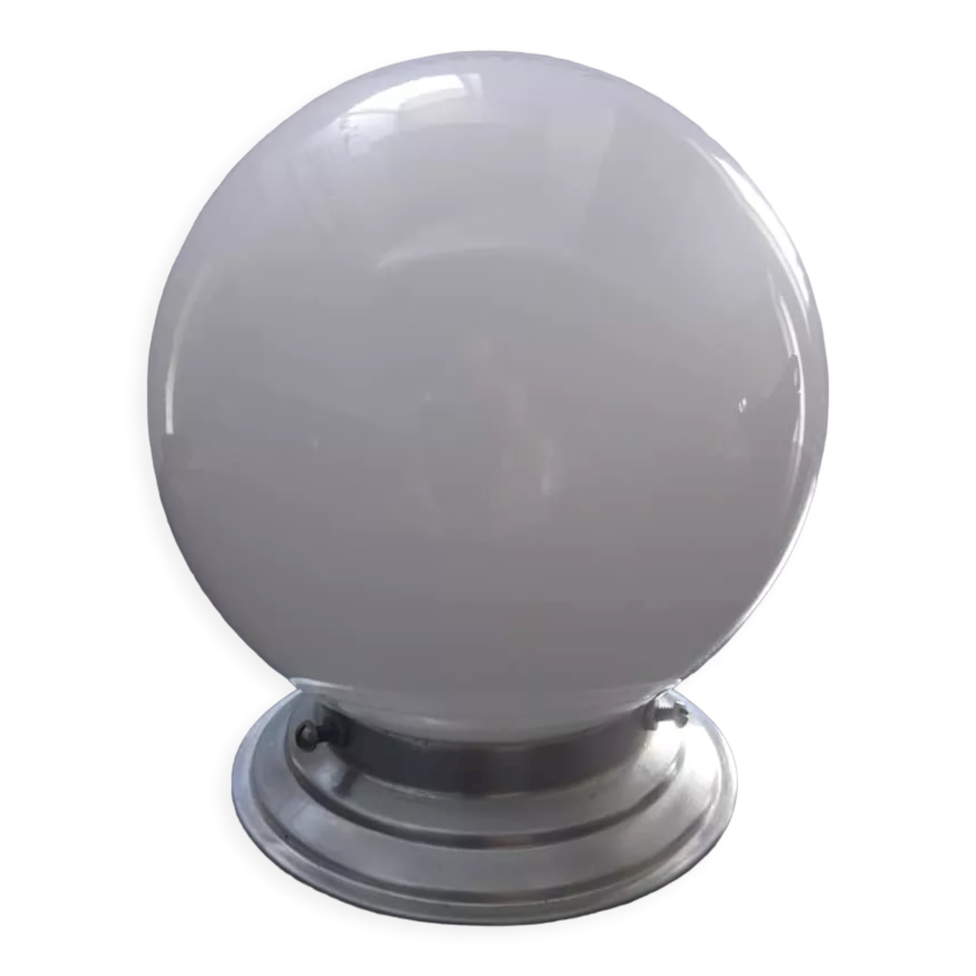 Ceiling lamp old opaline globe white base metal art deco 1930 ø 15 cm