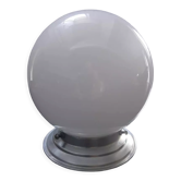 Plafonnier ancien globe opaline blanc socle métal art déco 1930 ø 15 cm
