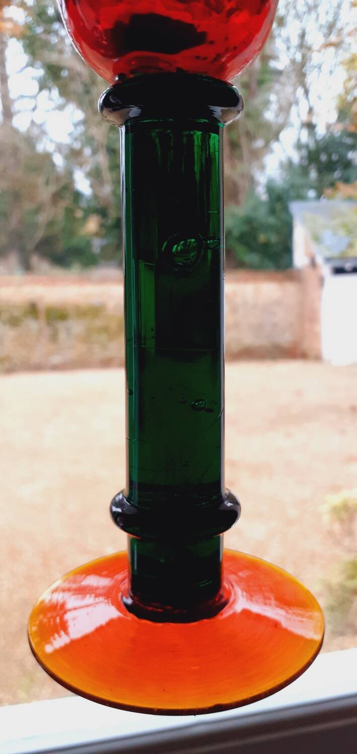 80s Memphis style glass footed vase