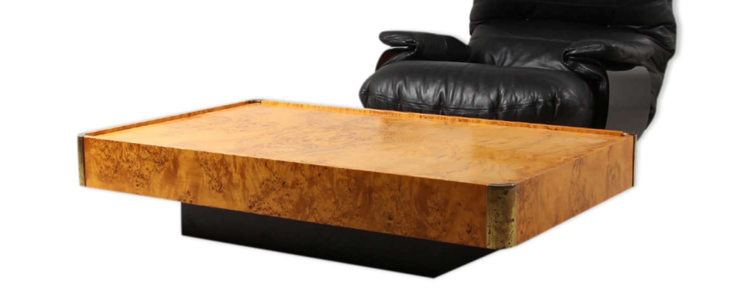 Coffee table in magnifying glass and brass