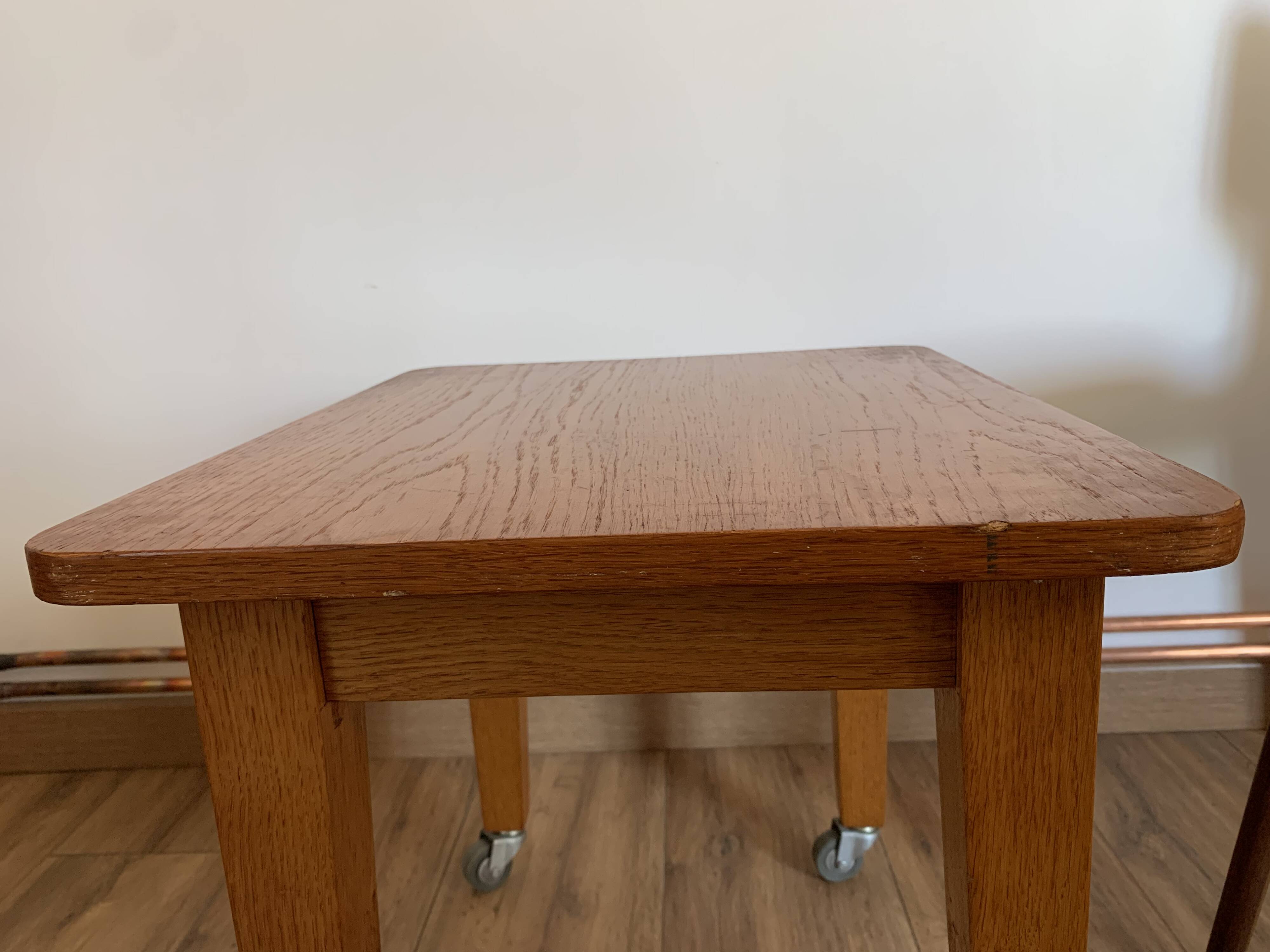 Vintage coffee table on casters