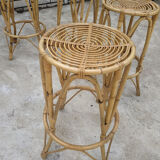 4 vintage rattan stools