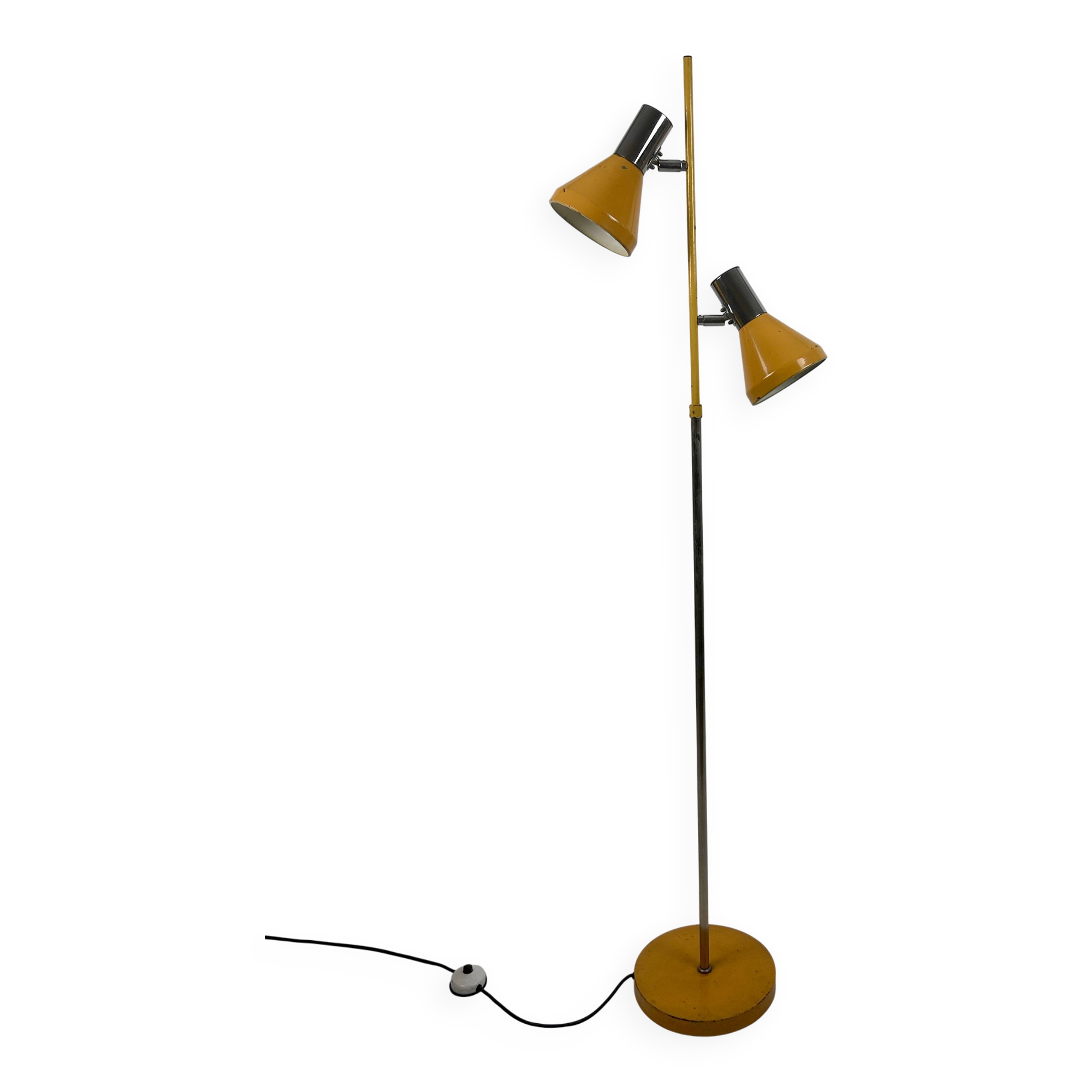 1960s yellow chrome floor lamp