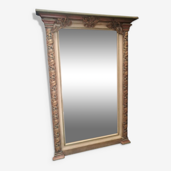 Miroir en bois et stuc polychrome 74x105cm