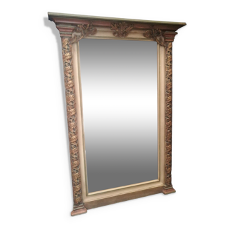 Miroir en bois et stuc polychrome 74x105cm