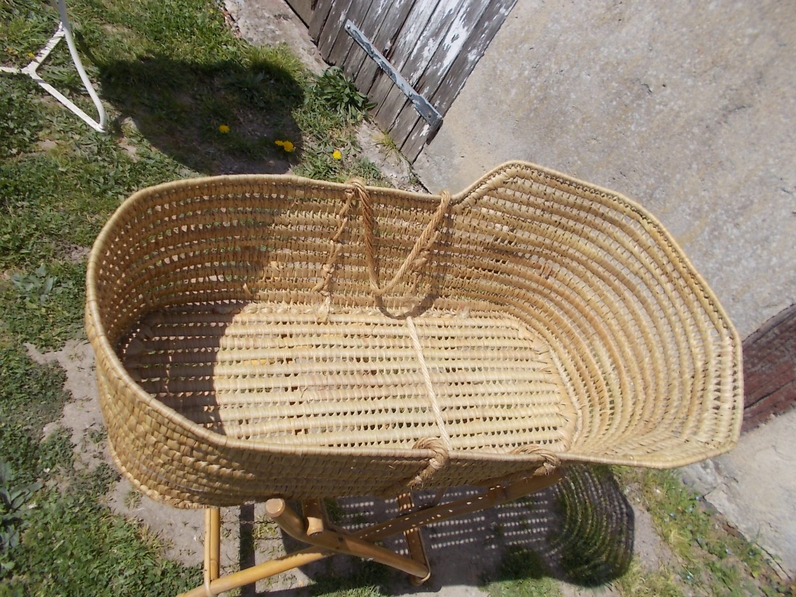Vintage rattan cradle