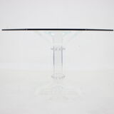 1970s lucite dining table with glass top