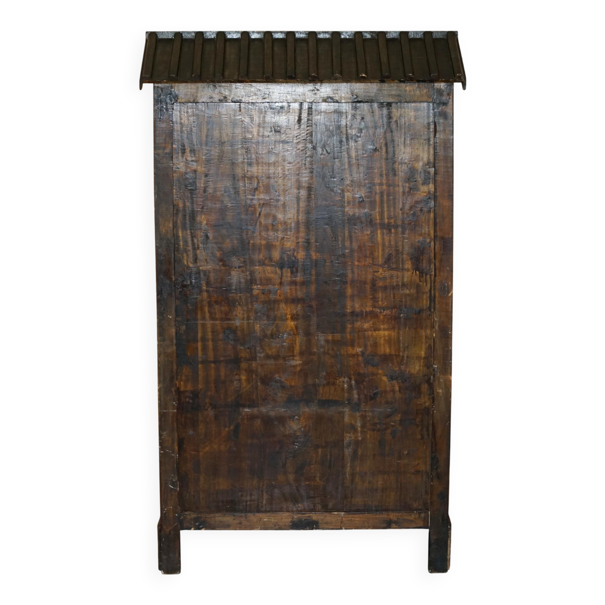 Armoire chinoise vintage peinte avec pagode et tiroirs