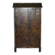 Vintage Chinese wardrobe painted with pagoda and drawers.