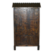 Armoire chinoise vintage peinte avec pagode et tiroirs