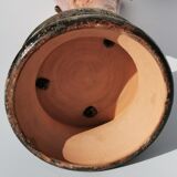 Signed polychrome terracotta vase dating from 1892, art nouveau (h.75cm) rare