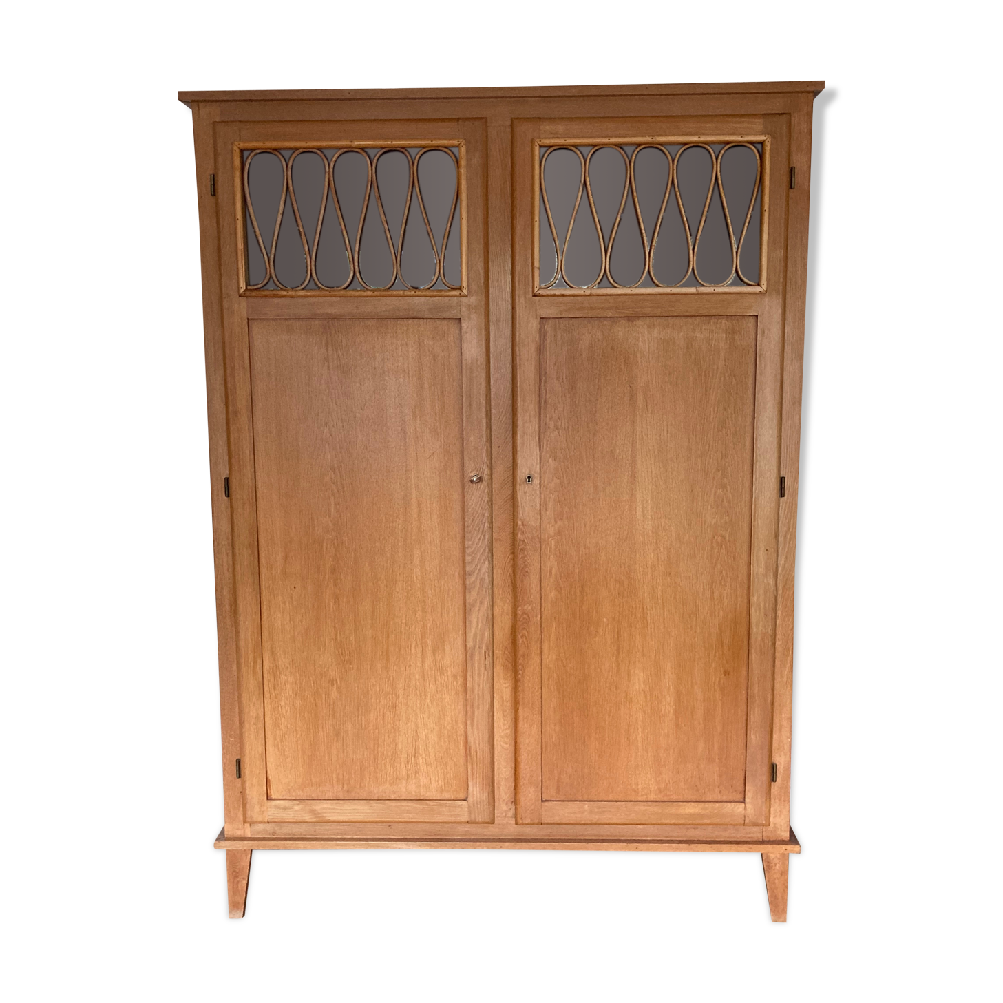 Wood and rattan cabinet 1950
