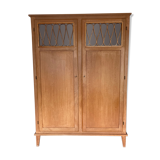 Armoire bois et rotin 1950