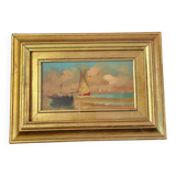 Œuvre originale Peinture Cadre doré Huile sur carton