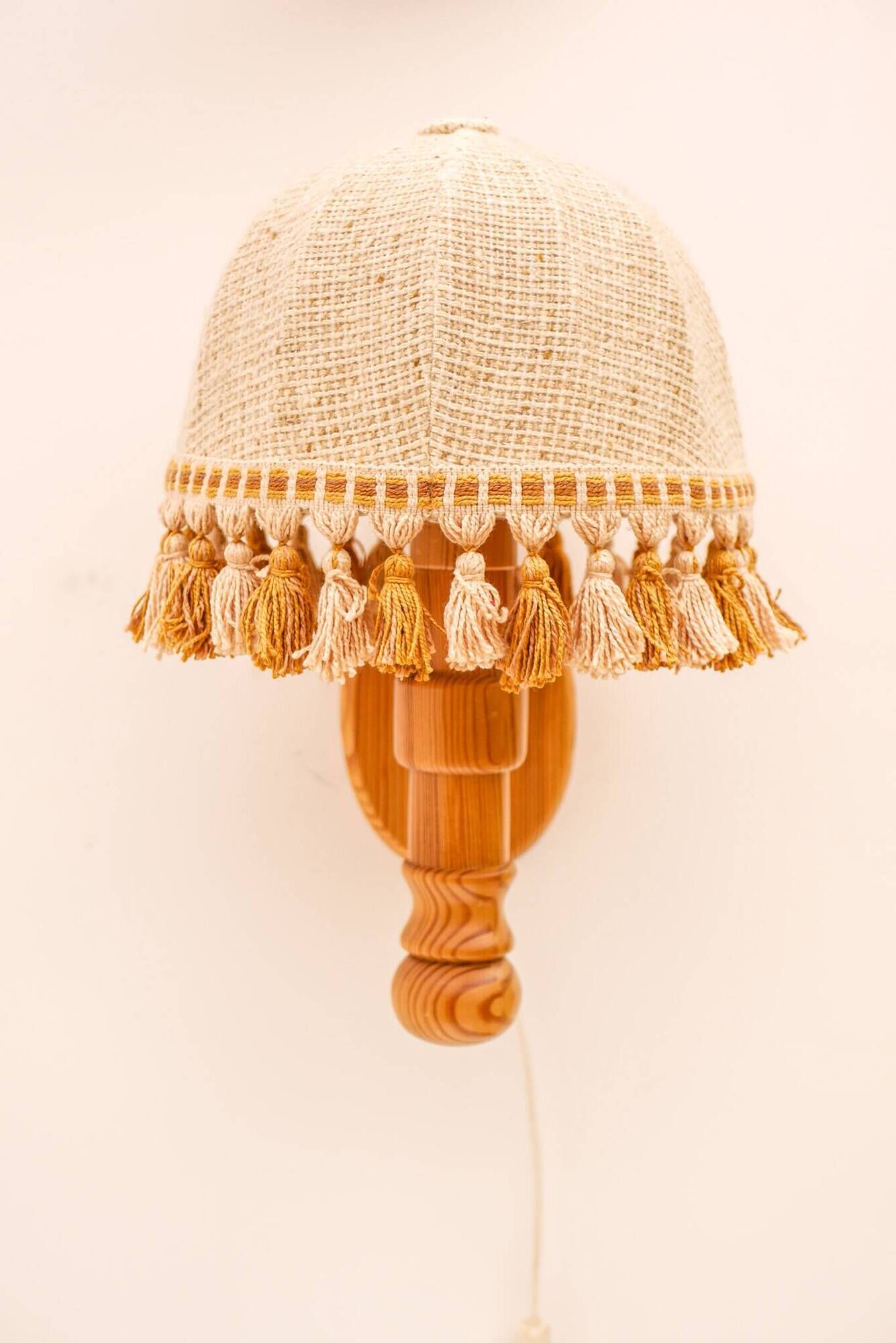 1970s Scandinavian Wall Sconce by Solbackens Svarveri in Pine