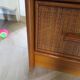 Vintage cane rattan desk with a large top and 5 drawers - 1960s/70s.