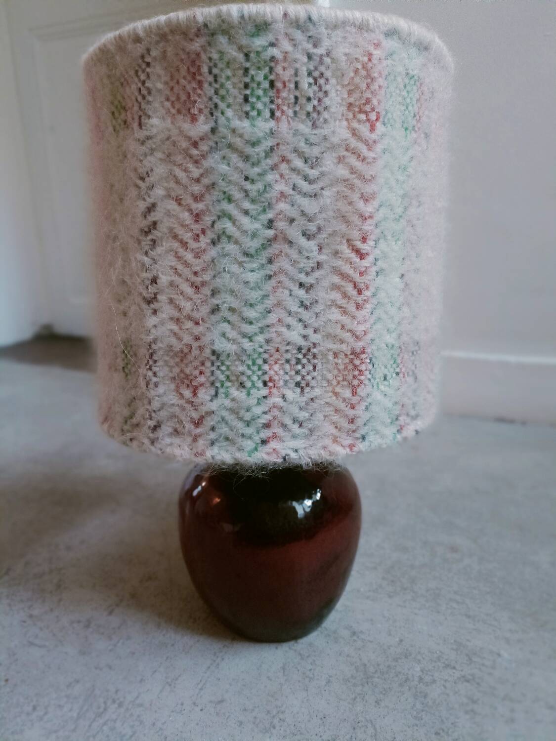Ceramic and wool lamp, signature