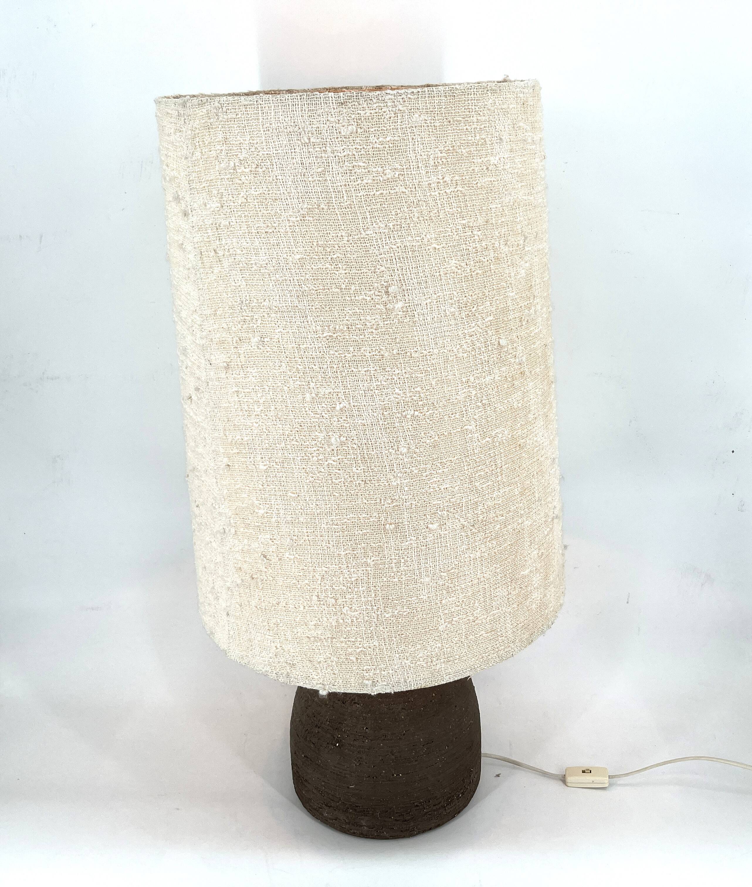 Large 1960s Ceramic Table lamp or floor lamp With Original Fabric Shade Fro