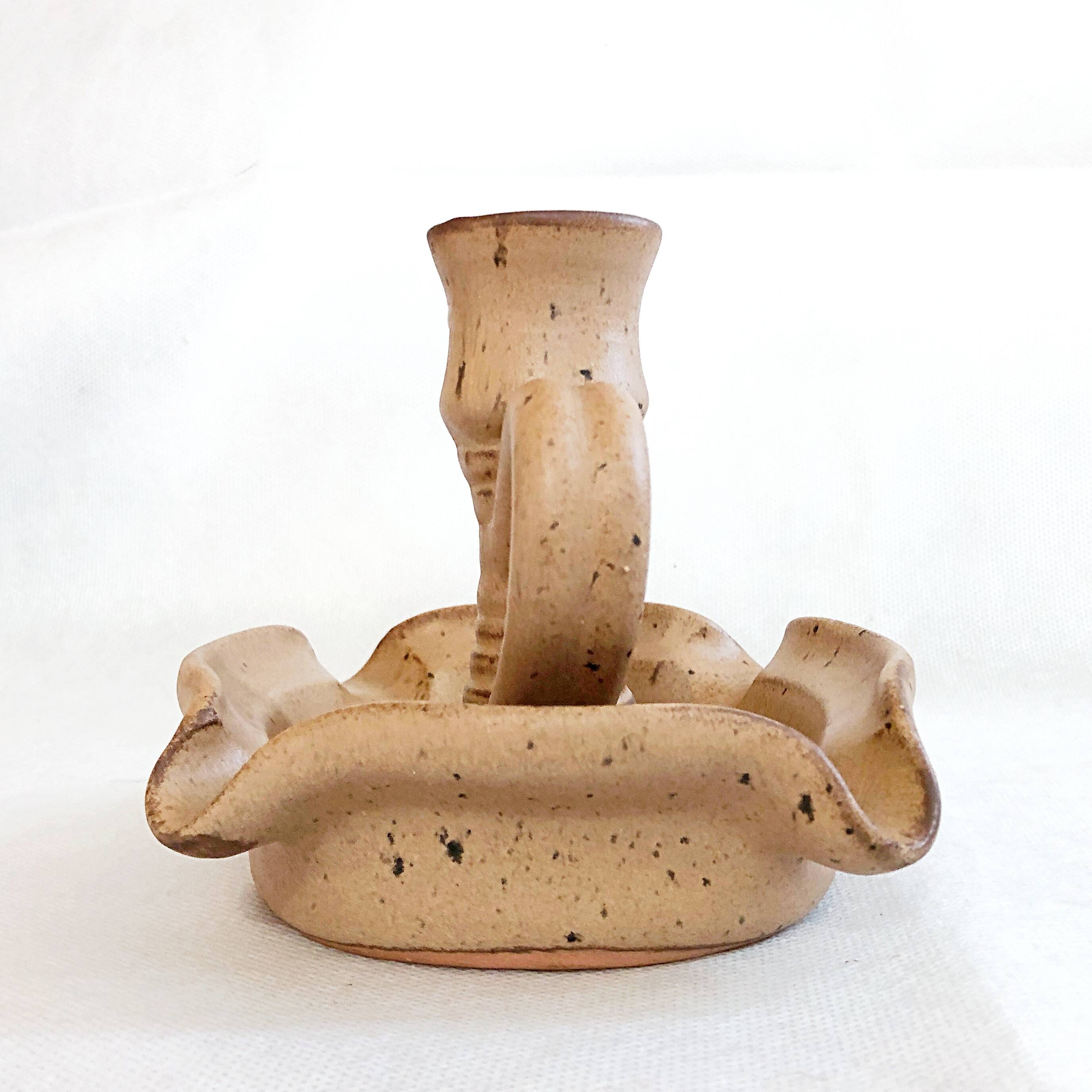 Large handmade Vallauris France ceramic ashtray candle holder