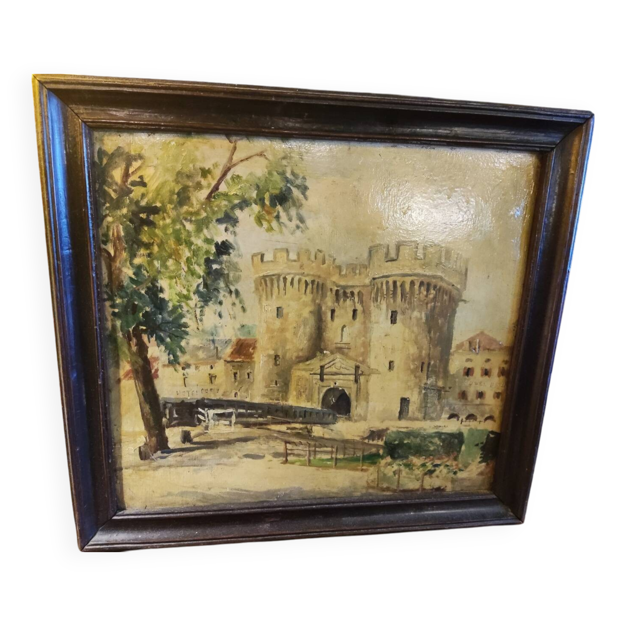 Oil painting on panel Castle
