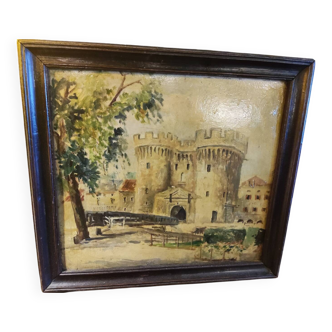 Oil painting on panel Castle
