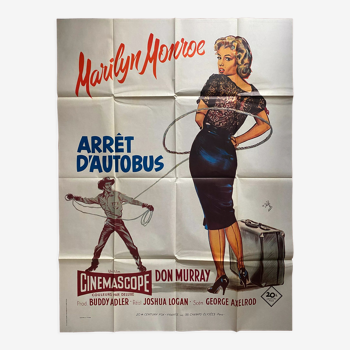 Affiche cinéma "Arrêt d'autobus / Bus Stop" Marilyn Monroe 120x160cm 80's