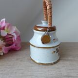 Old Great Mustard Pot with Ceramic Wicker Handle France
