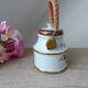 Old Great Mustard Pot with Ceramic Wicker Handle France