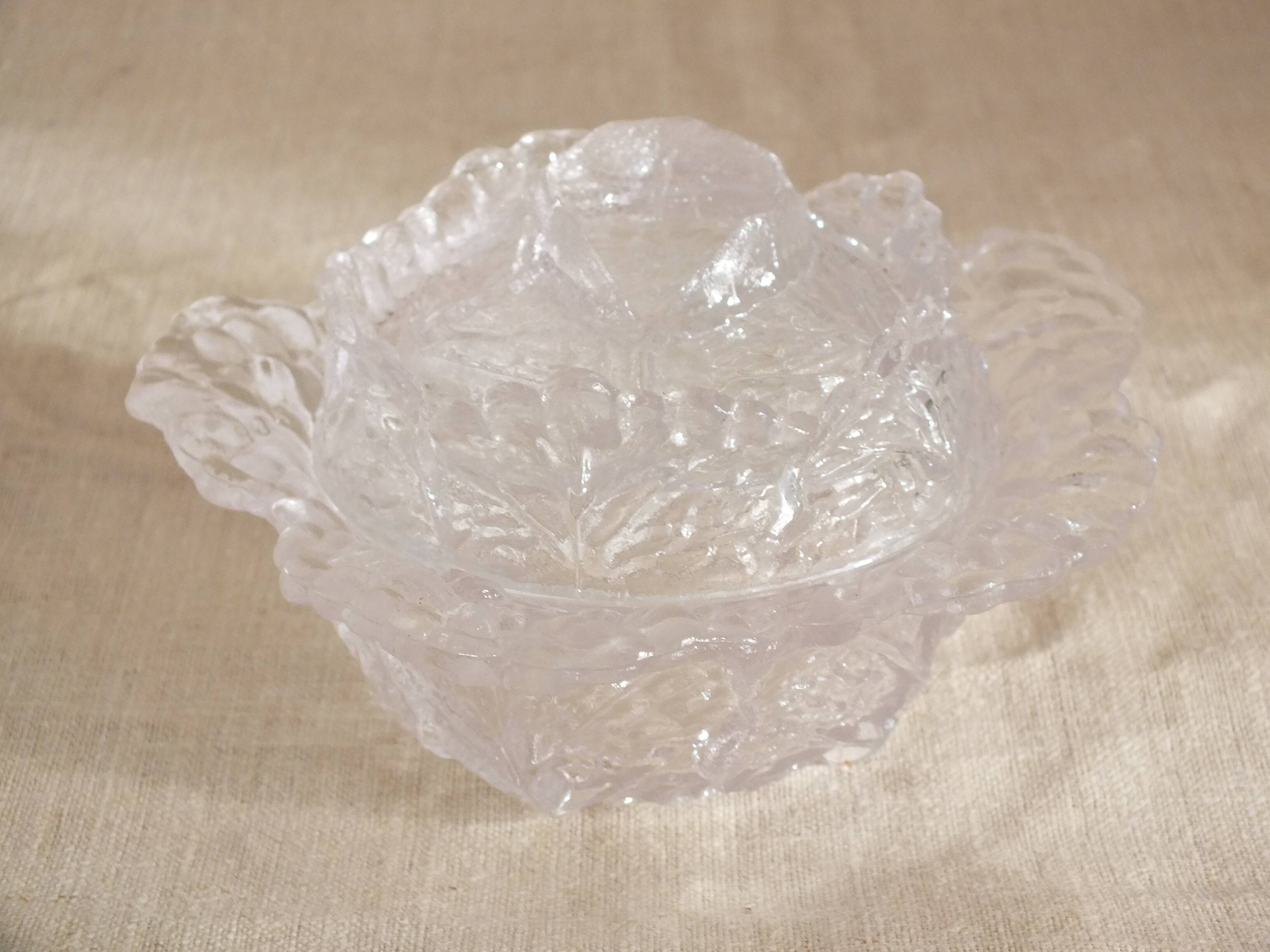 Cabbage candy box in molded crystal signed Portieux