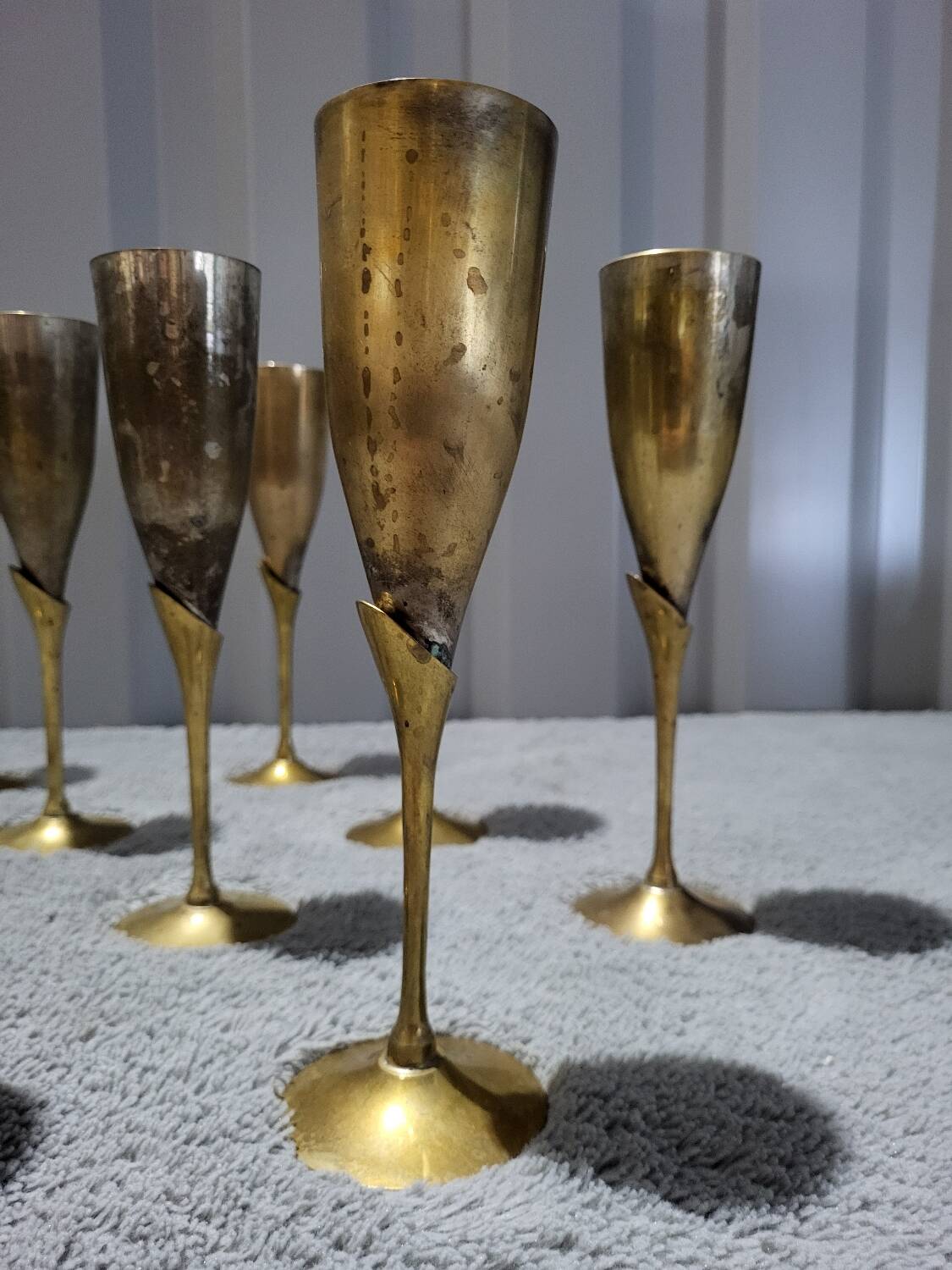 Set of 12 Authentic Antique Vintage Champagne Flutes