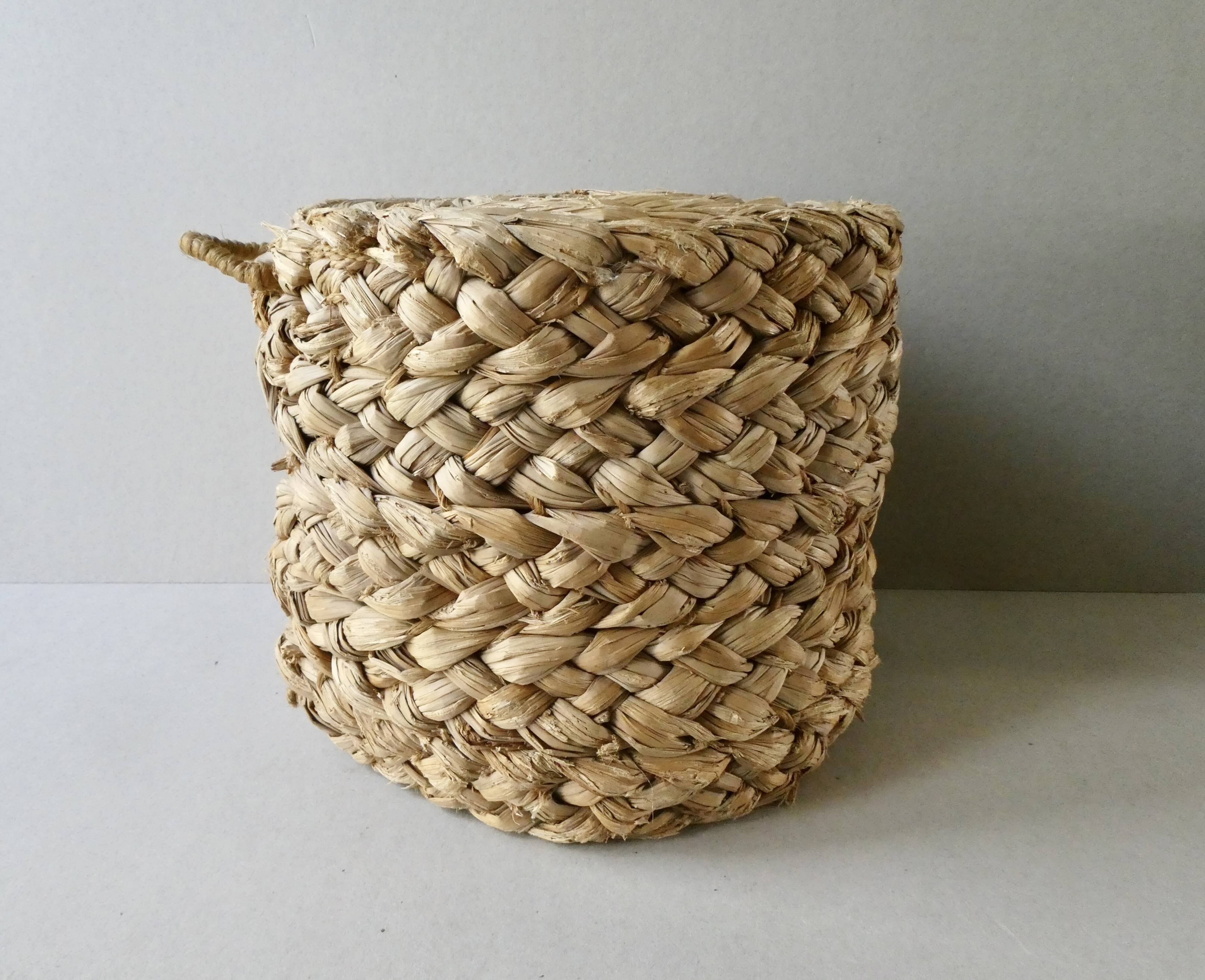 Braided rope pouffe stool, 60s-70s