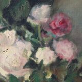 Oil on canvas bouquet of roses still life