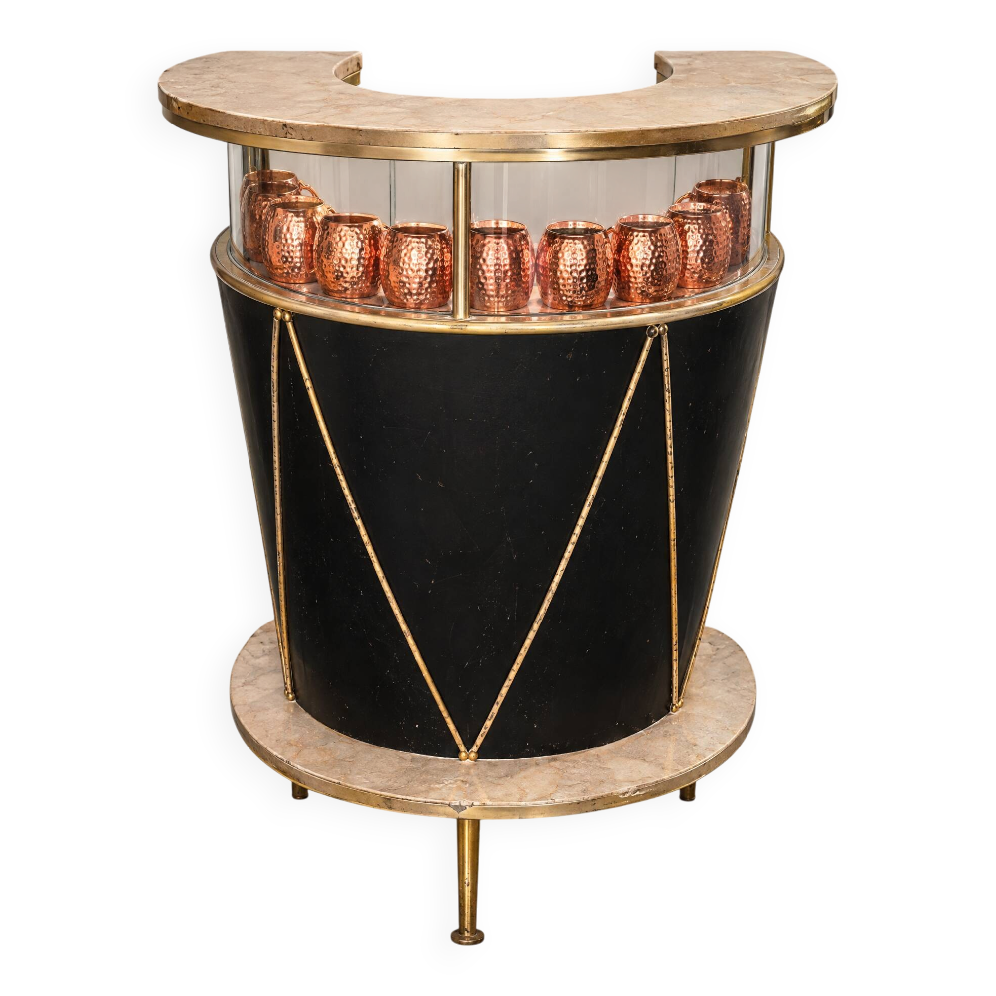 Vintage wooden and brass salon bar
