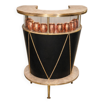 Vintage wooden and brass salon bar