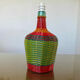 Bottle lamp in scoubidou, lampshade in rattan years 50/60