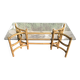 1970s rattan and glass coffee table