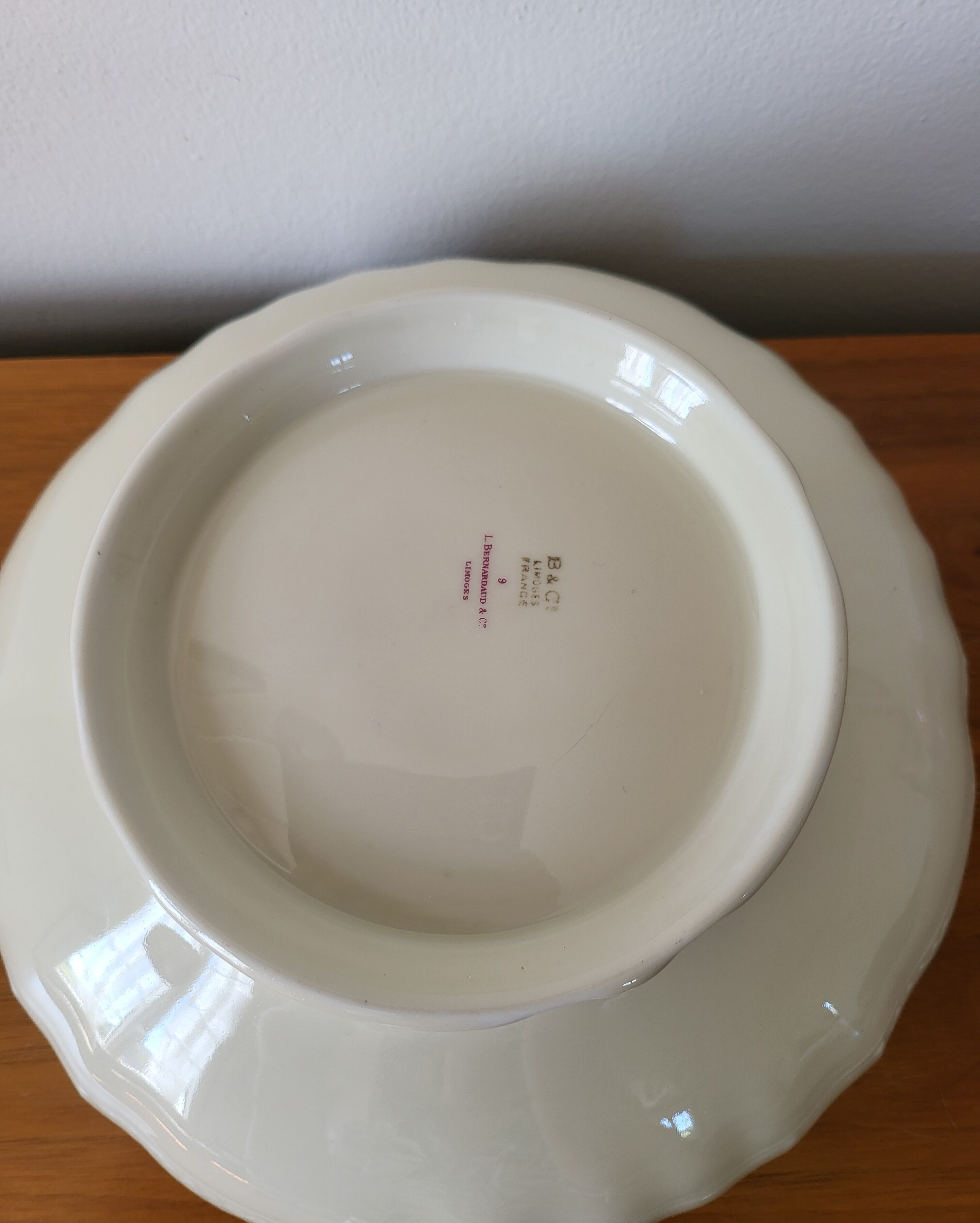 Limoges Bernardaud. Round Salad Plate in porcelain.