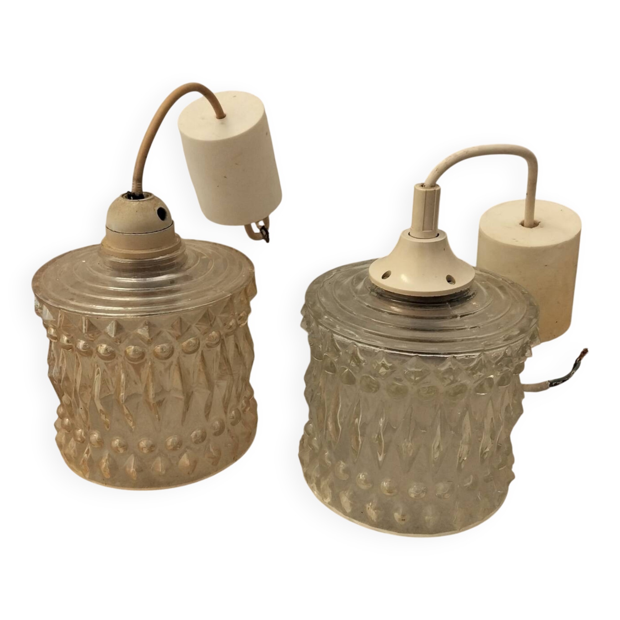 2 small chandeliers, vintage glass lights, 60s