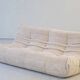 Togo 3 places et fauteuil en velours côtelé blanc
