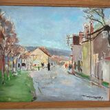 Signed village landscape from the 1950s