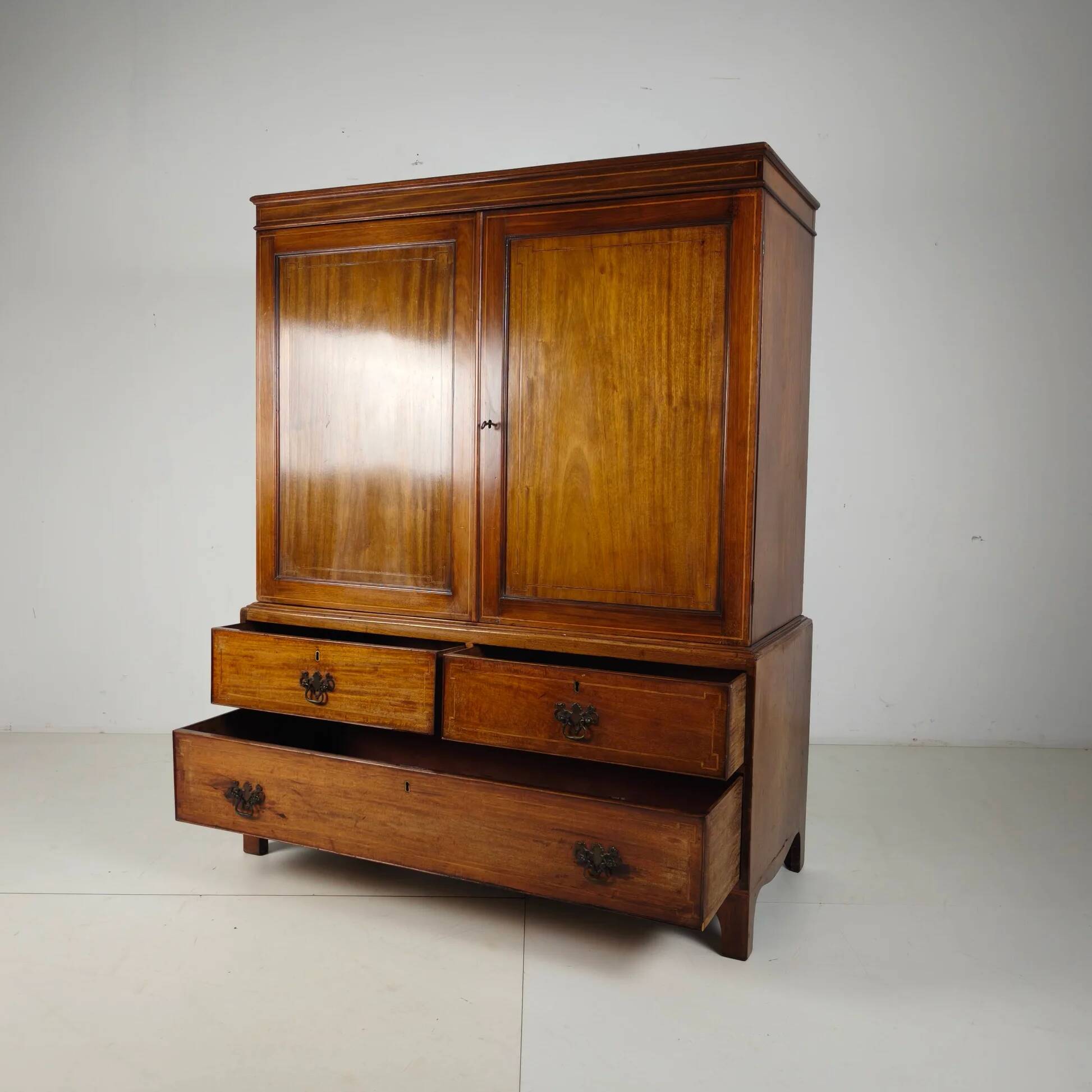 Early 19th Century English Mahogany Linen Press Cabinet, c.1820–1840