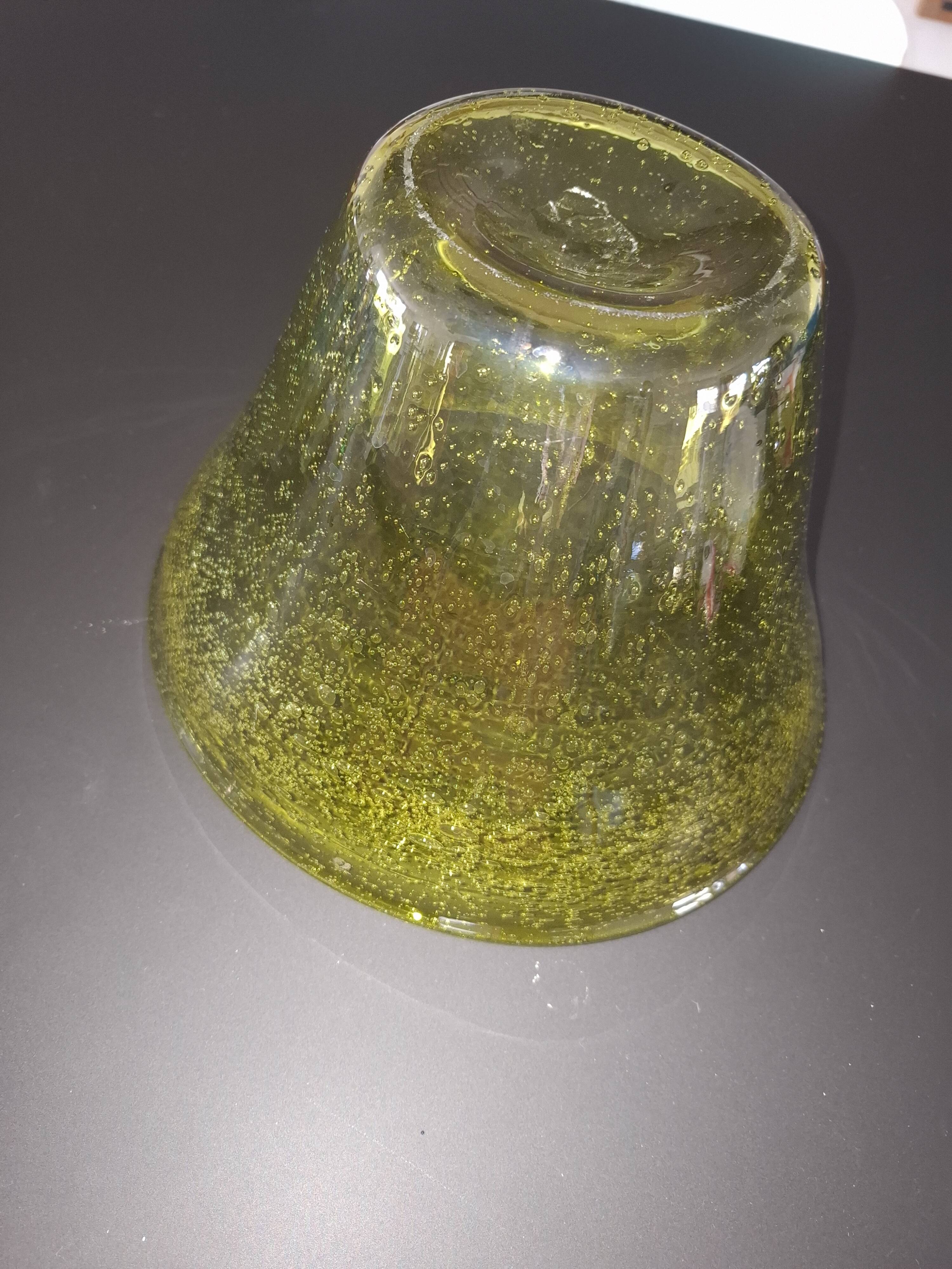 Large blown biot glass salad bowl