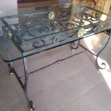 Wrought iron kitchen table with glass tray
