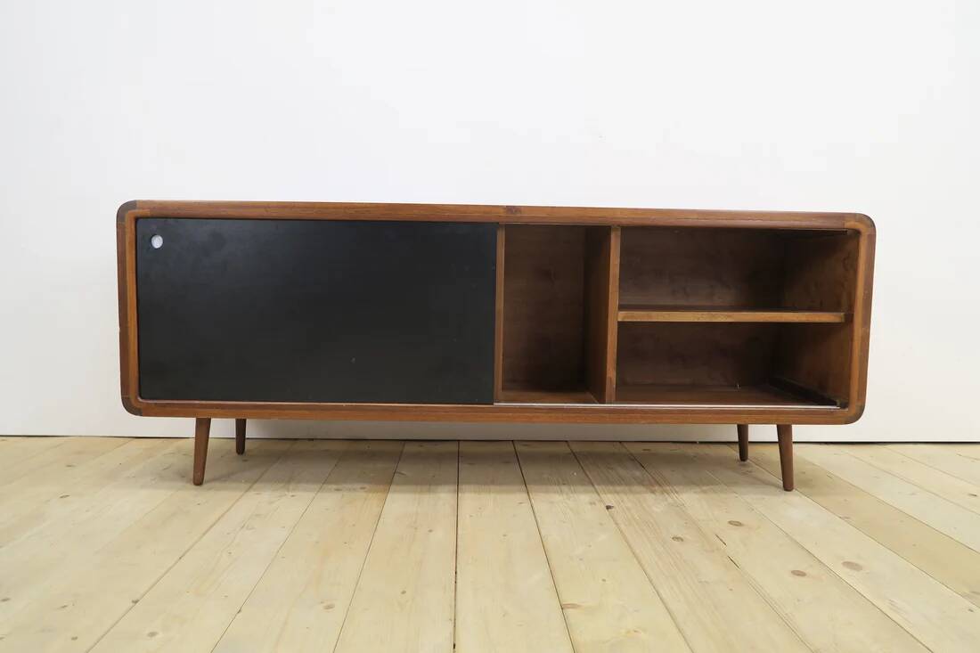 Black and white teak sideboard, 1960s