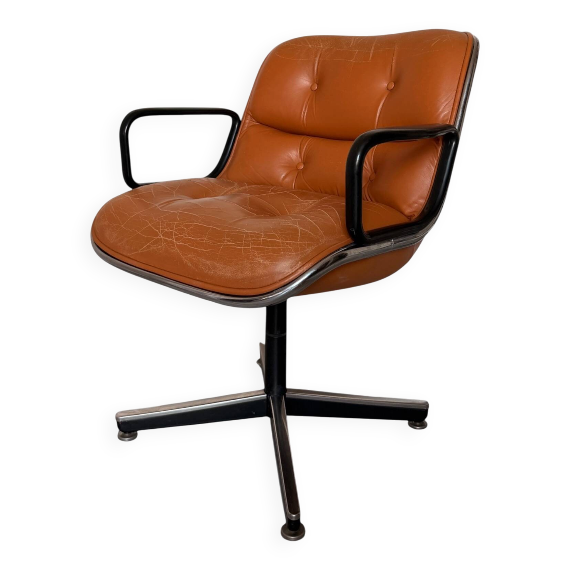 Charles Pollock Knoll Office Chair Patinated Camel Leather