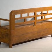 Antique painted pine bank chest – Central Europe, circa 1920